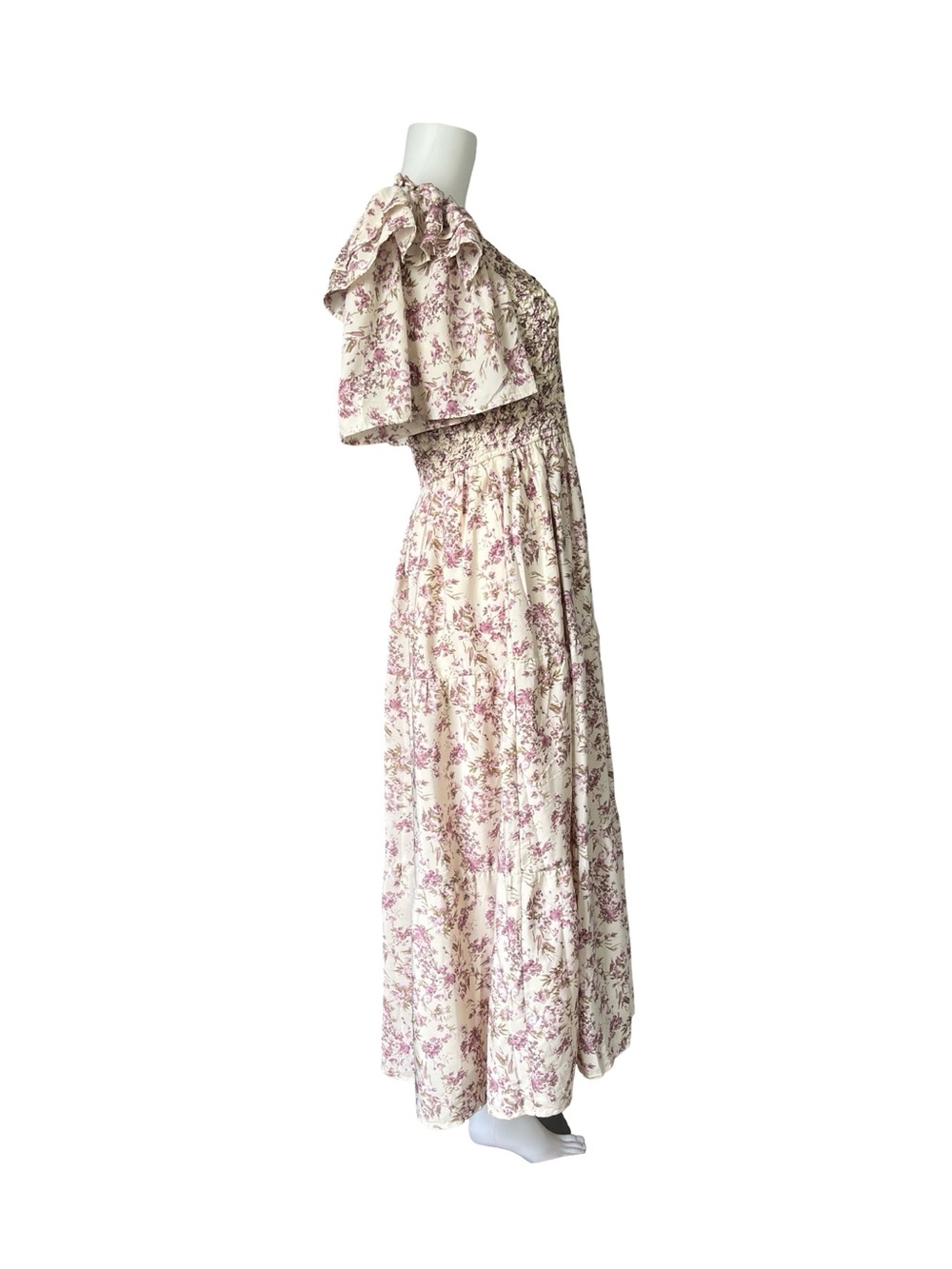Henly Midi Dress Cottagecore Floral Print Womens Size Large Prairie Smocked - Picture 4 of 8